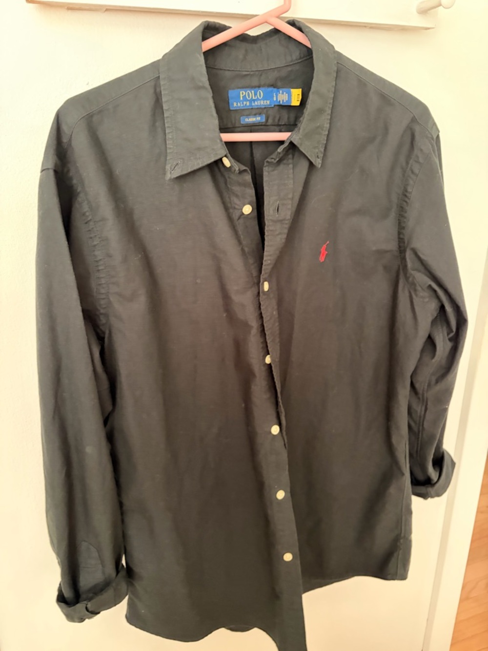 Polo by Ralph Lauren Black Button-Down Shirt with Red Pony